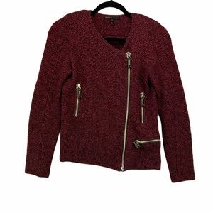 MAJE Burgundy Wool Moto Jacket